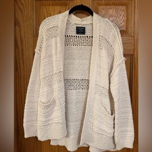 Abercrombie & Fitch Cream Chunky Knit Cardigan Sweater
